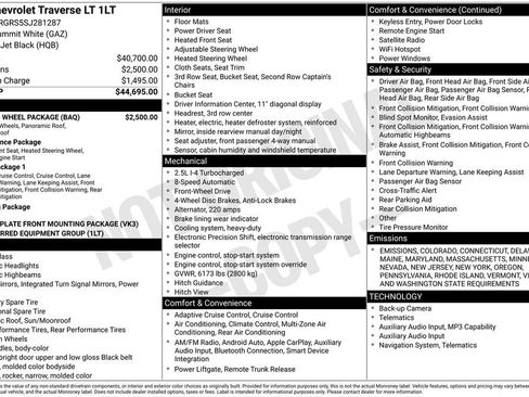 New 2025 Chevrolet Traverse LT w/ Sun and Wheel Package image 28