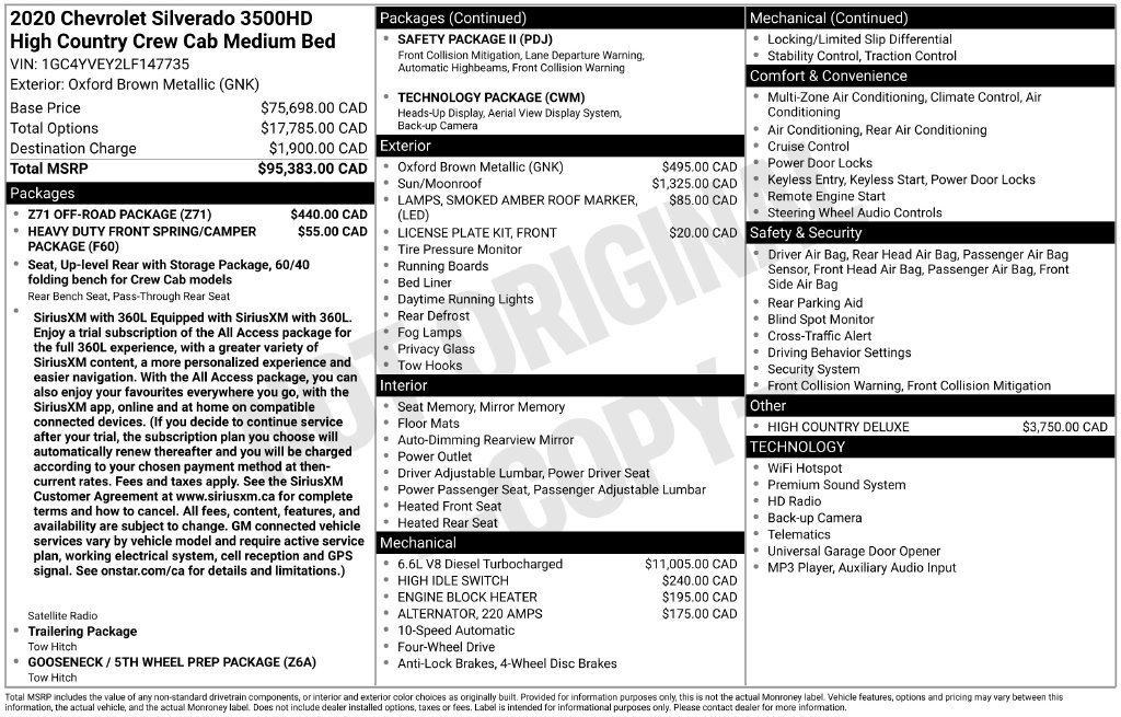 Used 2020 Chevrolet Silverado 3500 High Country w/ Z71 Off-Road Package AWD/4WD image 5