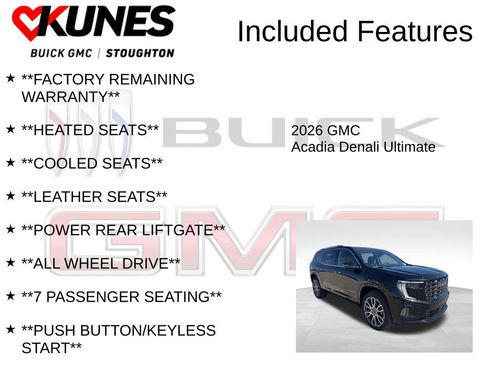 New 2026 GMC Acadia Denali Ultimate w/ LPO, Floor Liner Package AWD/4WD image 3