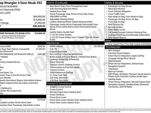 Used 2026 Jeep Wrangler Unlimited Rubicon 392 w/ Quick Order Package 27X Moab AWD/4WD image 37