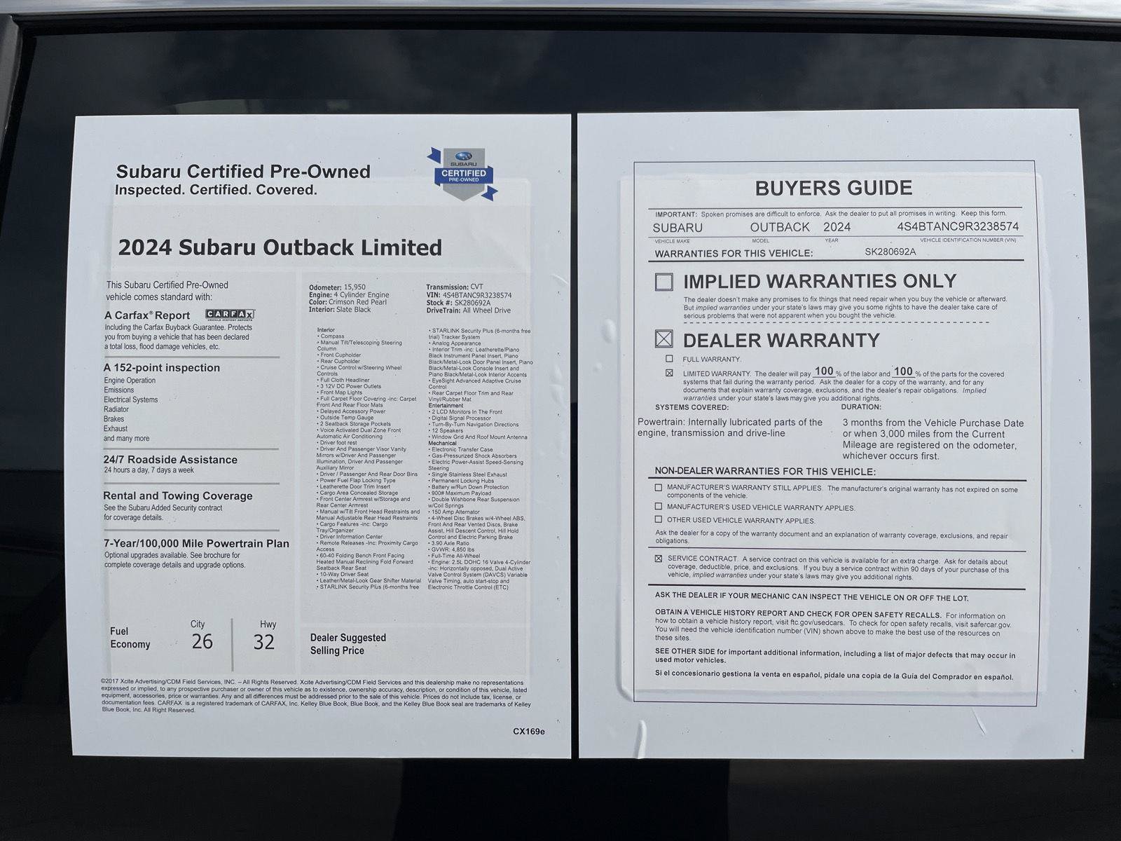 Certified 2024 Subaru Outback Limited AWD/4WD image 32