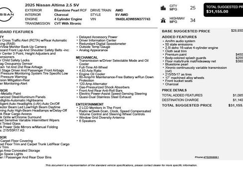Used 2025 Nissan Altima 2.5 SV AWD/4WD image 3