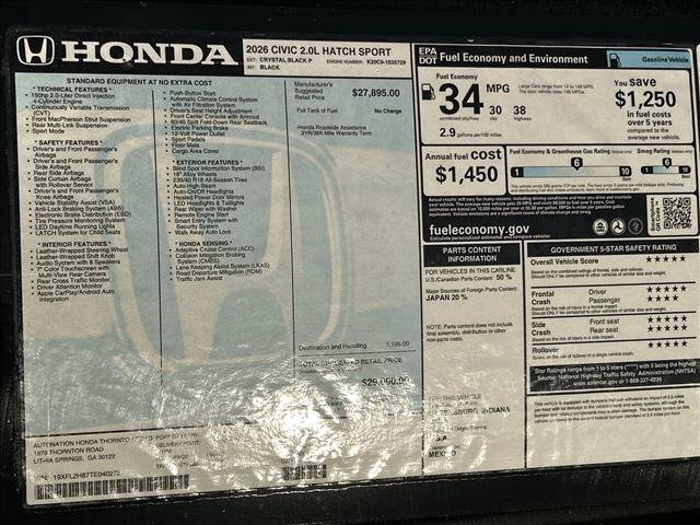 New 2026 Honda Civic Sport image 22