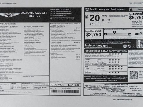 Used 2023 Genesis GV80 3.5T w/ Prestige Package image 56