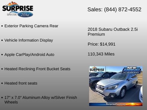 Used 2018 Subaru Outback 2.5i Premium AWD/4WD image 12