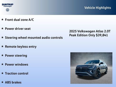 New 2025 Volkswagen Atlas Peak Edition SE image 7