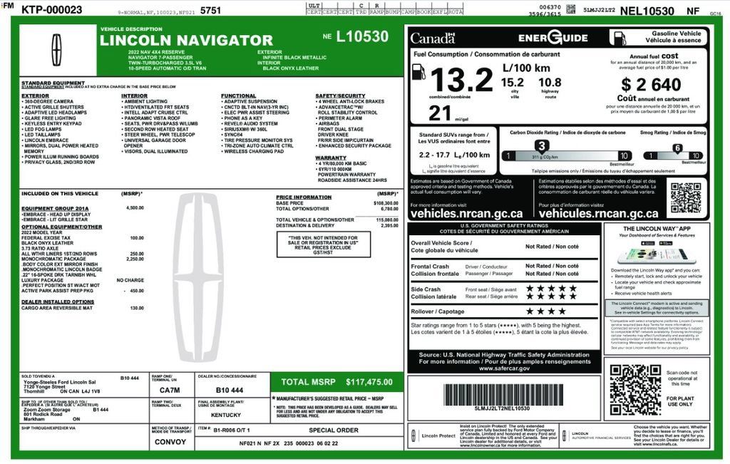 Used 2022 Lincoln Navigator Reserve w/ Equipment Group 201A AWD/4WD image 2