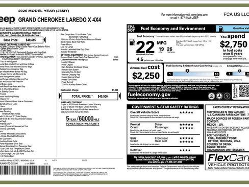 New 2026 Jeep Grand Cherokee Laredo X AWD/4WD image 2