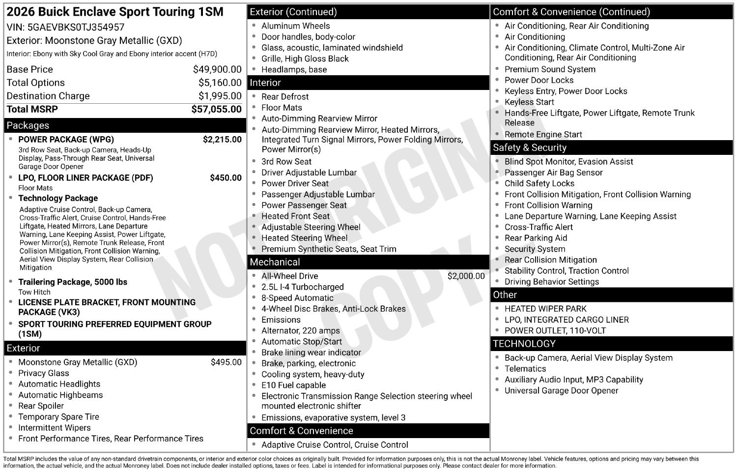 New 2026 Buick Enclave Sport Touring w/ Power Package AWD/4WD image 14