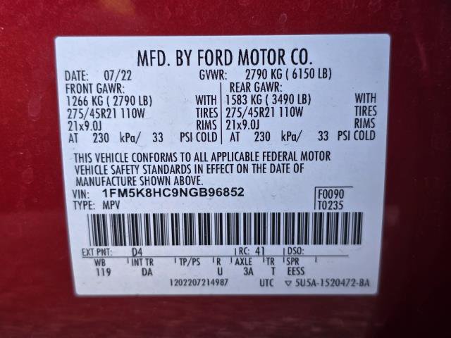 Used 2022 Ford Explorer Platinum w/ Equipment Group 601A AWD/4WD image 40