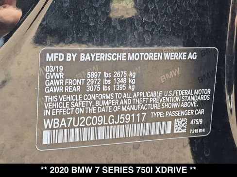 Used 2020 BMW 750i xDrive w/ Executive Package AWD/4WD image 29