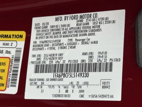 Used 2020 Ford Mustang GT Premium w/ GT Performance Package RWD image 19