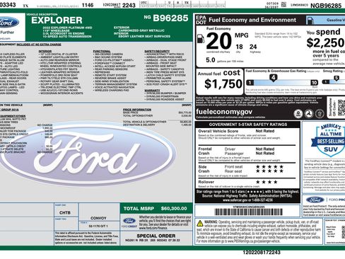 Used 2022 Ford Explorer Platinum w/ Equipment Group 601A AWD/4WD image 3