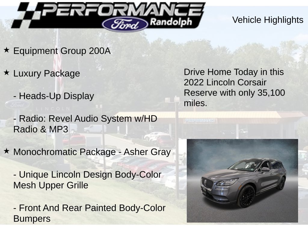 Certified 2022 Lincoln Corsair Reserve w/ Luxury Package AWD/4WD image 9