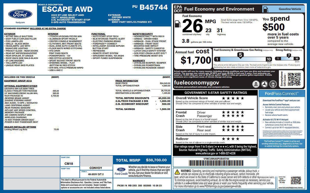 Used 2023 Ford Escape ST-Line Select w/ Tech Pack #2 AWD/4WD image 4