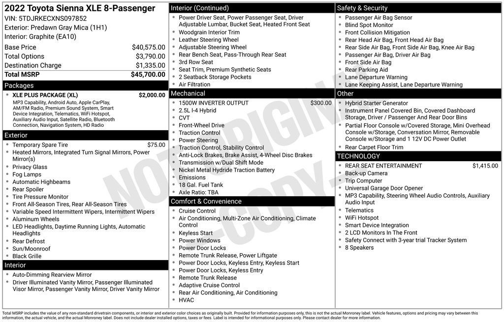 Used 2022 Toyota Sienna XLE w/ XLE Plus Package FWD image 11