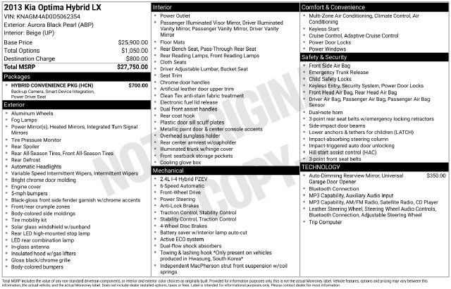 Used 2013 Kia Optima LX w/ Hybrid Convenience Pkg FWD image 8