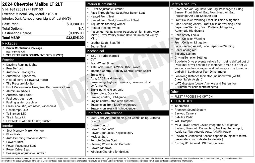 Used 2024 Chevrolet Malibu LT FWD image 61