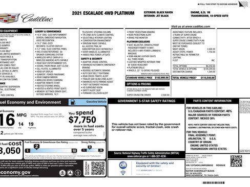Used 2021 Cadillac Escalade Premium Luxury Platinum image 3