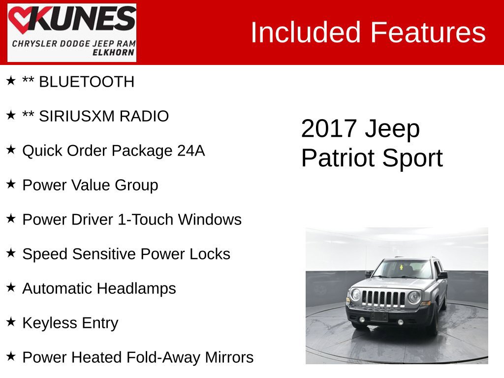 Used 2017 Jeep Patriot Sport w/ Power Value Group FWD image 3