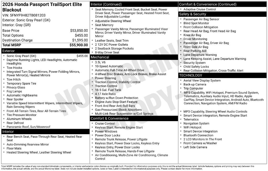 New 2026 Honda Passport TrailSport Elite image 27