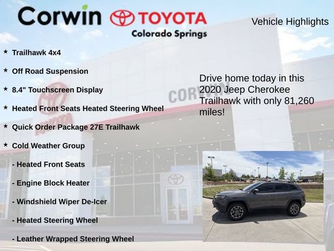 Used 2020 Jeep Cherokee Trailhawk w/ Cold Weather Group AWD/4WD image 6