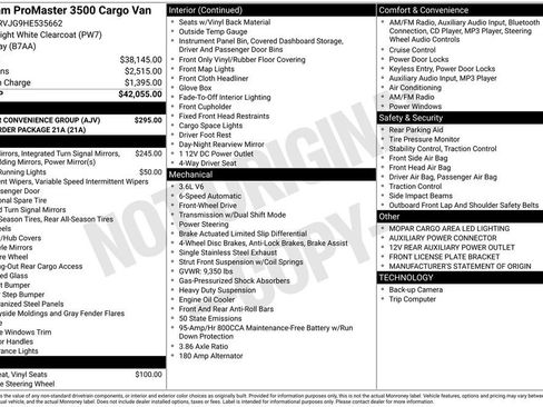 Used 2017 RAM ProMaster 3500 w/ Interior Convenience Group image 15