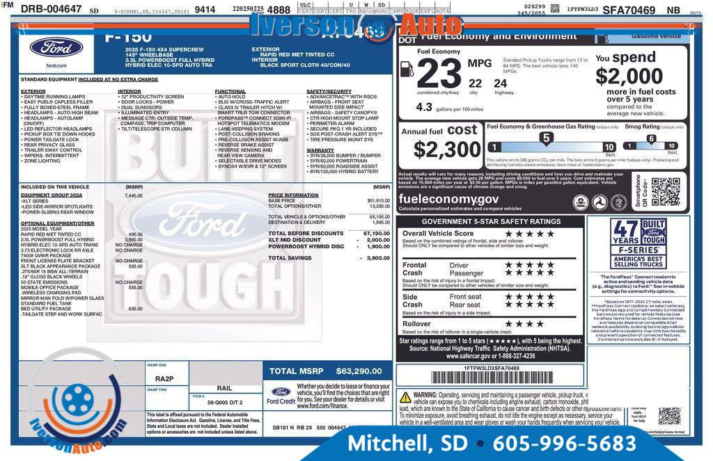 Used 2025 Ford F150 XLT w/ Equipment Group 302A MID AWD/4WD image 4