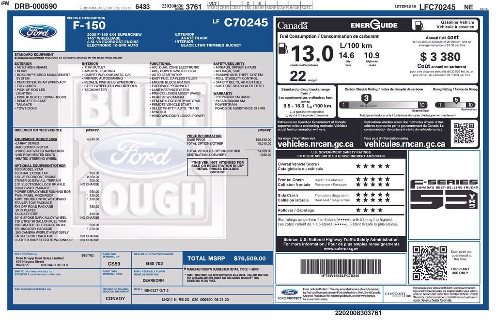 Used 2020 Ford F150 Lariat w/ Equipment Group 502A Luxury AWD/4WD image 3
