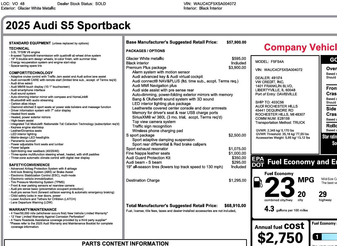 Used 2025 Audi S5 Premium Plus AWD/4WD image 3