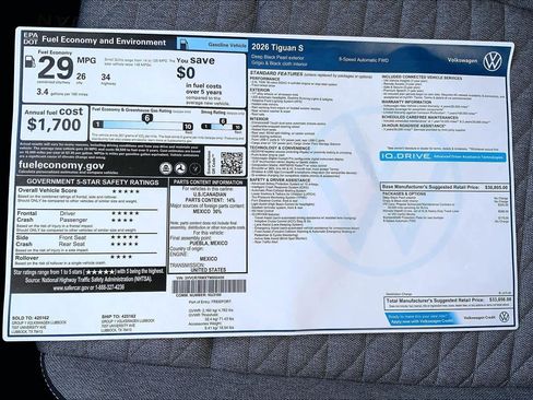 New 2026 Volkswagen Tiguan S FWD image 22