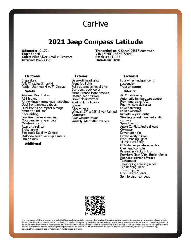 Used 2021 Jeep Compass Latitude AWD/4WD image 26