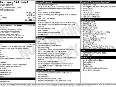 Used 2017 Subaru Legacy 3.6R Limited image 2