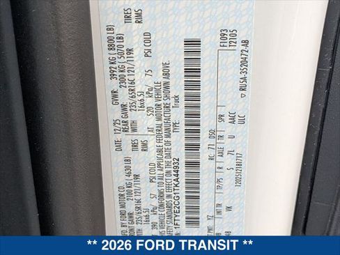 New 2026 Ford Transit 150 148 Medium Roof AWD image 19