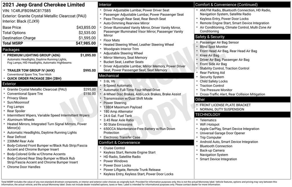 Used 2021 Jeep Grand Cherokee Limited w/ Premium Lighting Group AWD/4WD image 6