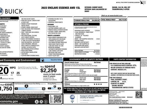 Used 2022 Buick Enclave Essence w/ Experience Buick Package AWD/4WD image 2