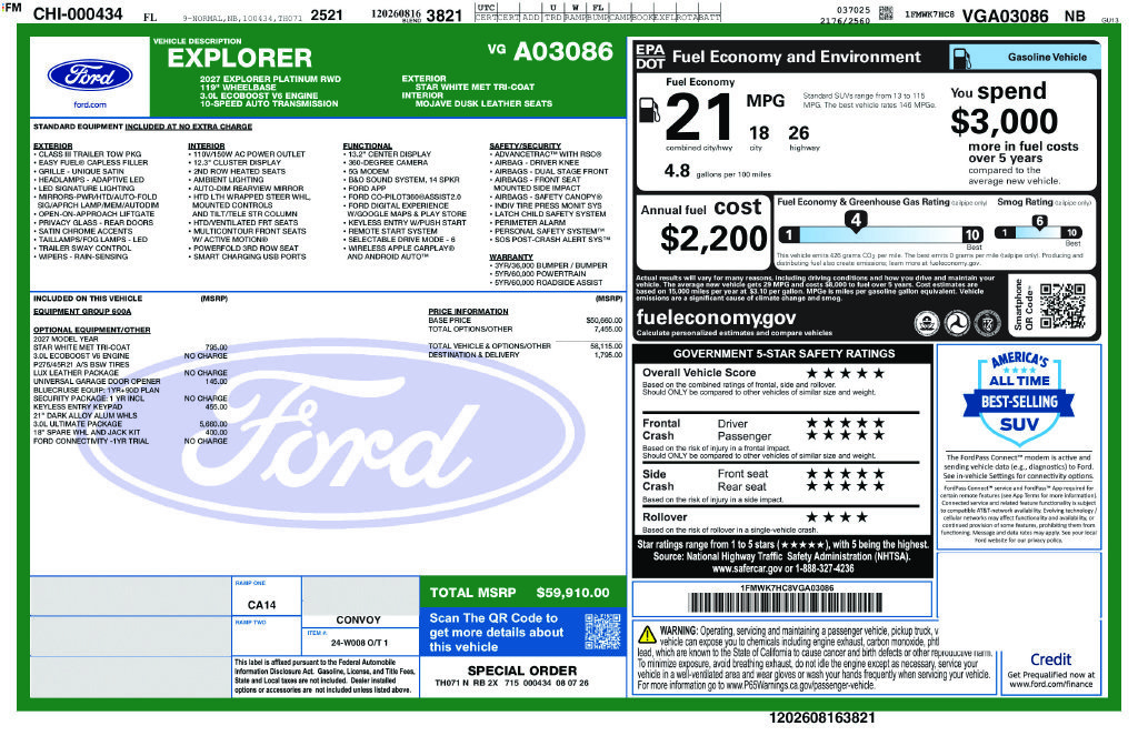 New 2027 Ford Explorer Platinum w/ 3.0L Ultimate Package RWD image 10