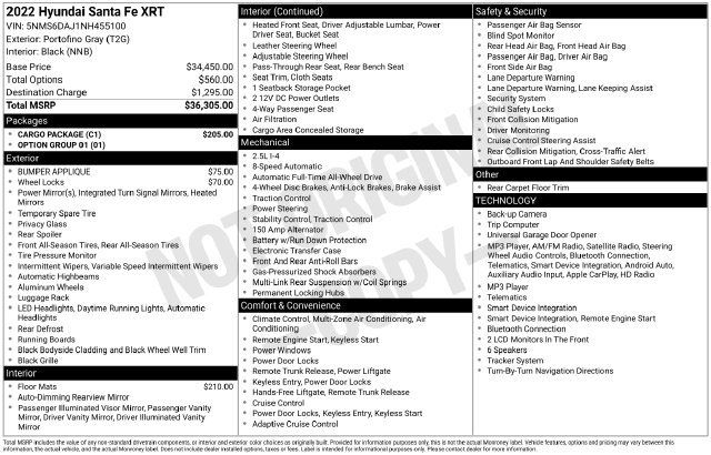 Used 2022 Hyundai Santa Fe XRT w/ Cargo Package AWD/4WD image 28