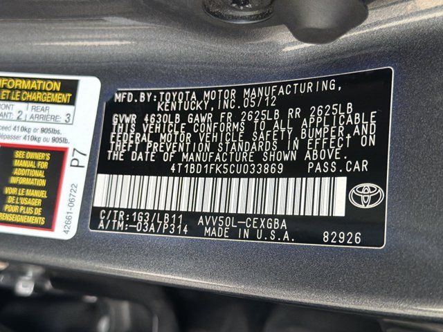 Used 2012 Toyota Camry XLE w/ Leather Pkg FWD image 11