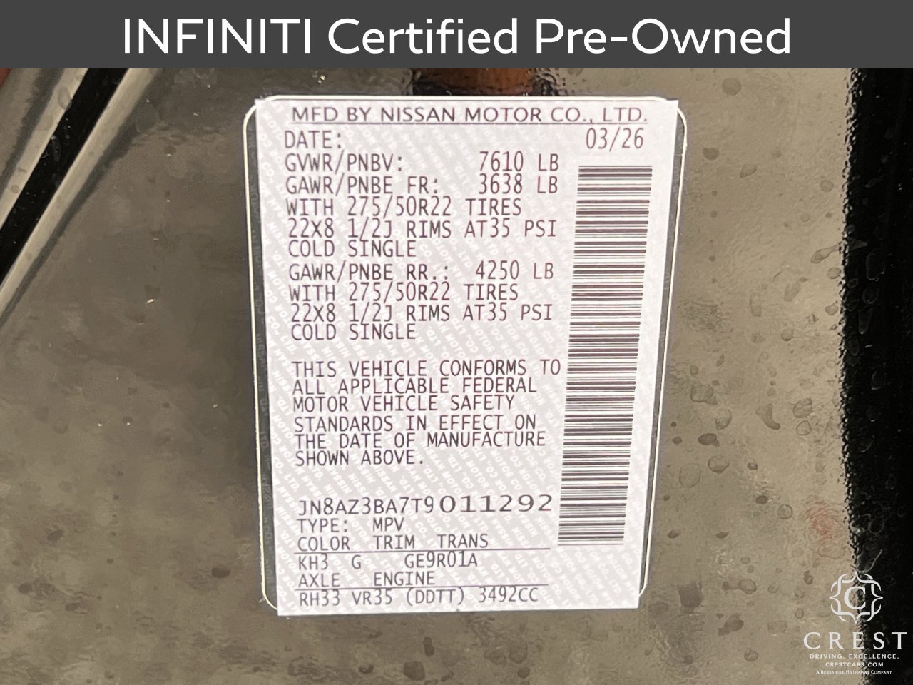 Certified 2026 INFINITI QX80 Luxe w/ Cargo Package RWD image 33