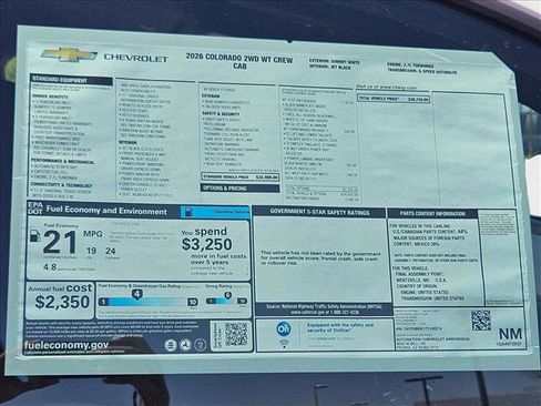 New 2026 Chevrolet Colorado W/T w/ WT Custom Package image 16