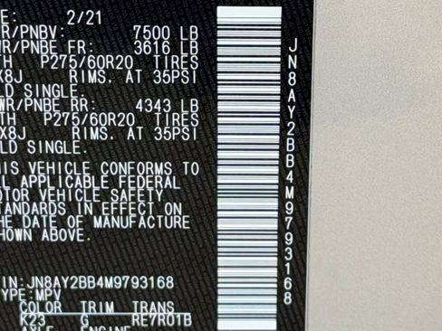 Certified 2021 Nissan Armada SL w/ Captain's Chairs Package image 37