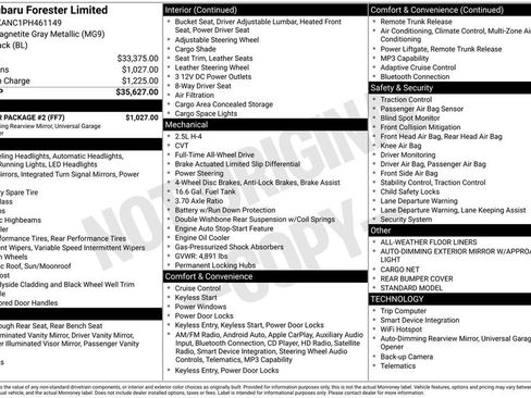 Used 2023 Subaru Forester Limited w/ Popular Package #2 AWD/4WD image 21