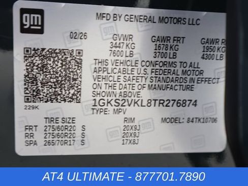 New 2026 GMC Yukon AT4 Ultimate w/ LPO, Floor Liner Package AWD/4WD image 34