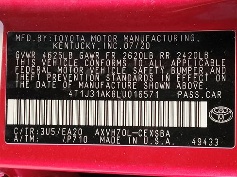 Used 2020 Toyota Camry SE w/ Sunroof Package FWD image 33