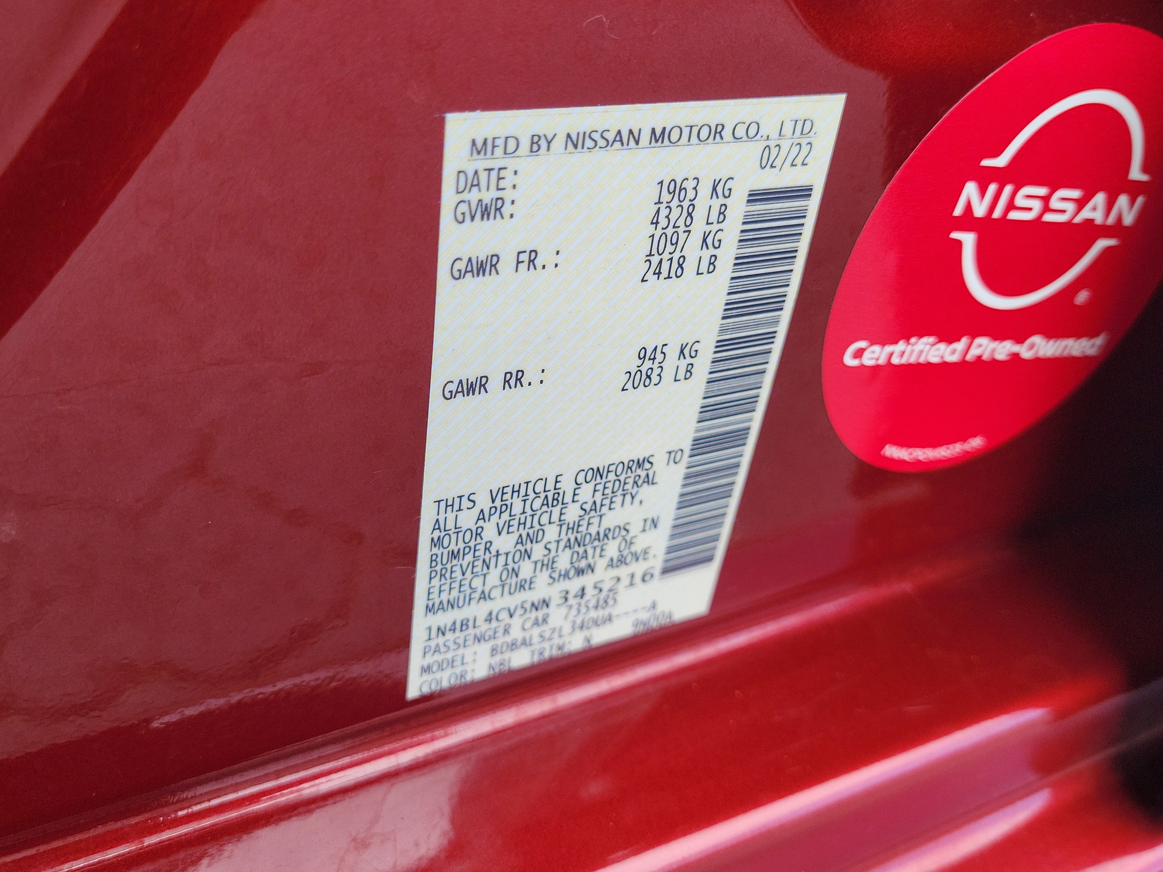 Certified 2022 Nissan Altima 2.5 SR FWD image 30
