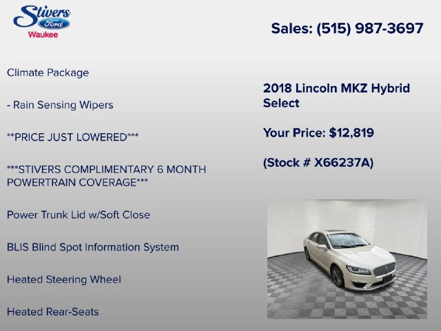 Used 2018 Lincoln MKZ Select w/ Select Plus Package FWD image 16