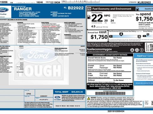 Used 2019 Ford Ranger Lariat w/ Equipment Group 501A Mid image 3