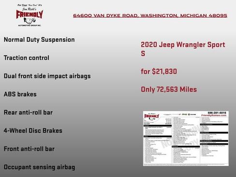 Used 2020 Jeep Wrangler Sport AWD/4WD image 6