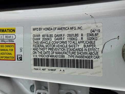Used 2019 Honda Accord EX image 38